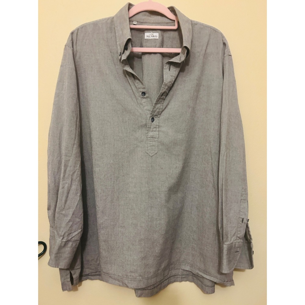Atelier Munro Popover Shirt Mens XL Gray Excellent Button Down Relaxed Fit